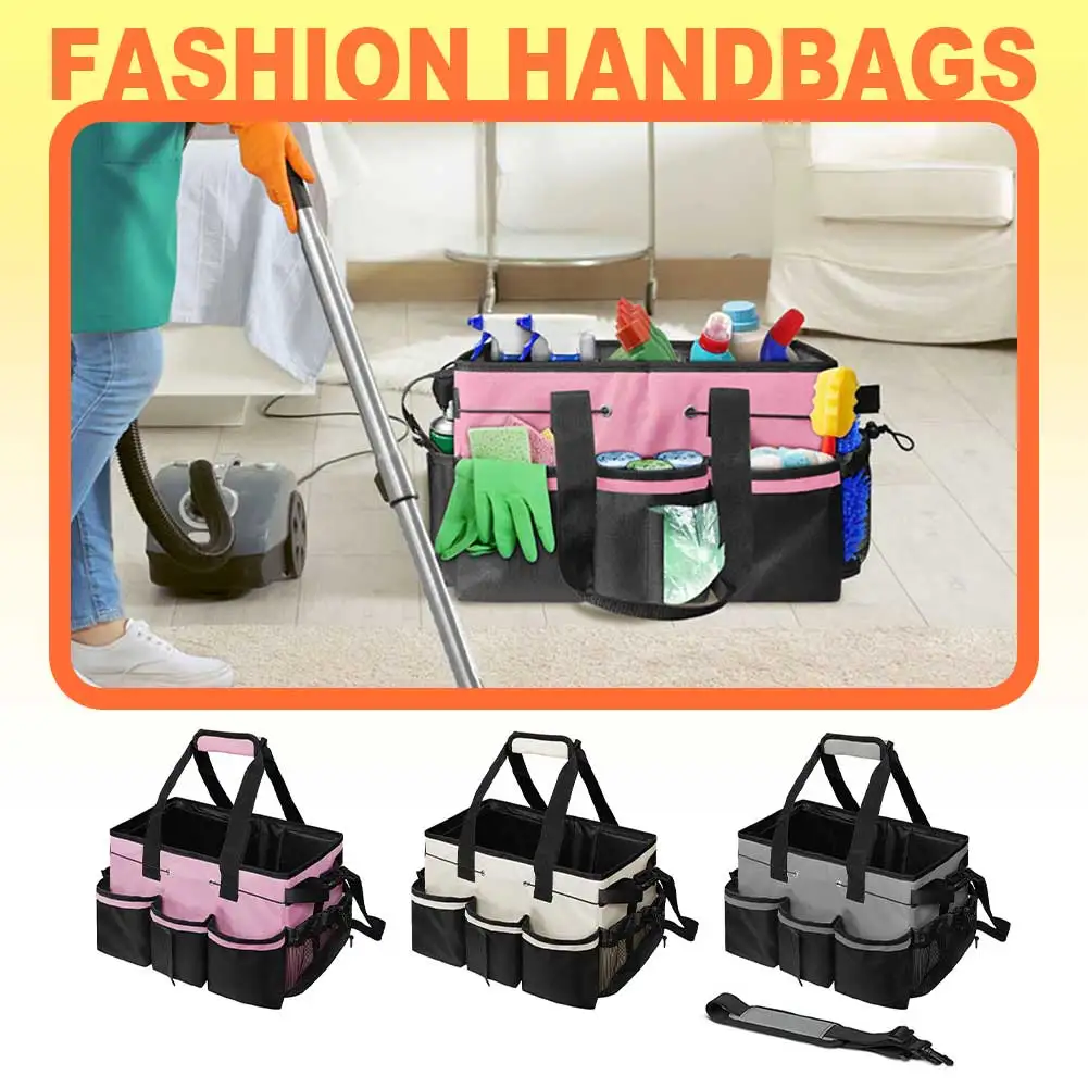 

Cleaning Supplies Organizer Large Capacity Oxford Cloth Tool Handbag Multi Pocket Under Sink Car Cleaning Tool Organizer Bag