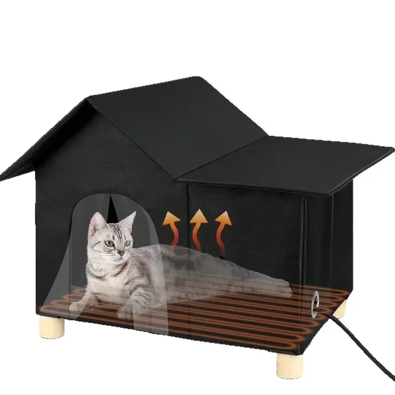 Sturdy outdoor large cat house with heating pad Outdoor waterproof cat house Easy to assemble Foldable