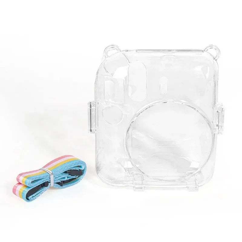 Caso de câmera de cristal brilhante para Fujifilm, Bolsa Glitter Transparente com Alça, Instax Mini 12, 1Pc