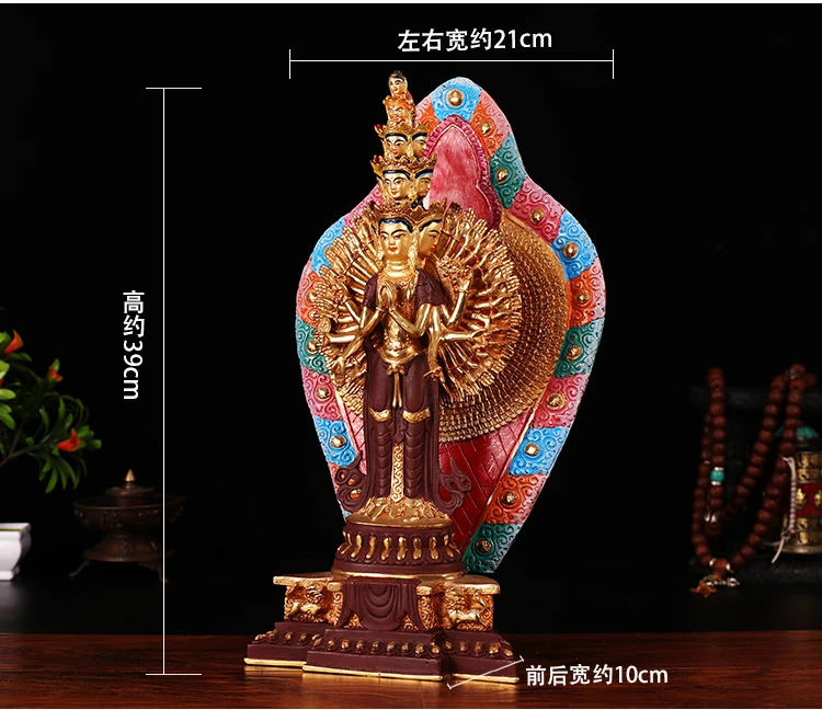 39CM 15 inch # large TOP figure of Buddha HOME efficacious Protection Tibetan Gold-plated Thousands Hands Guanyin Buddha statue