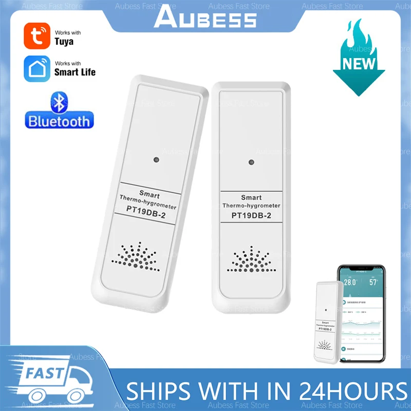 Aubess Tuya Smart Outdoor Temperature Humidity Sensor -10℃-50℃ Detection Range Mobile App Remote Monitoring Support Gateway