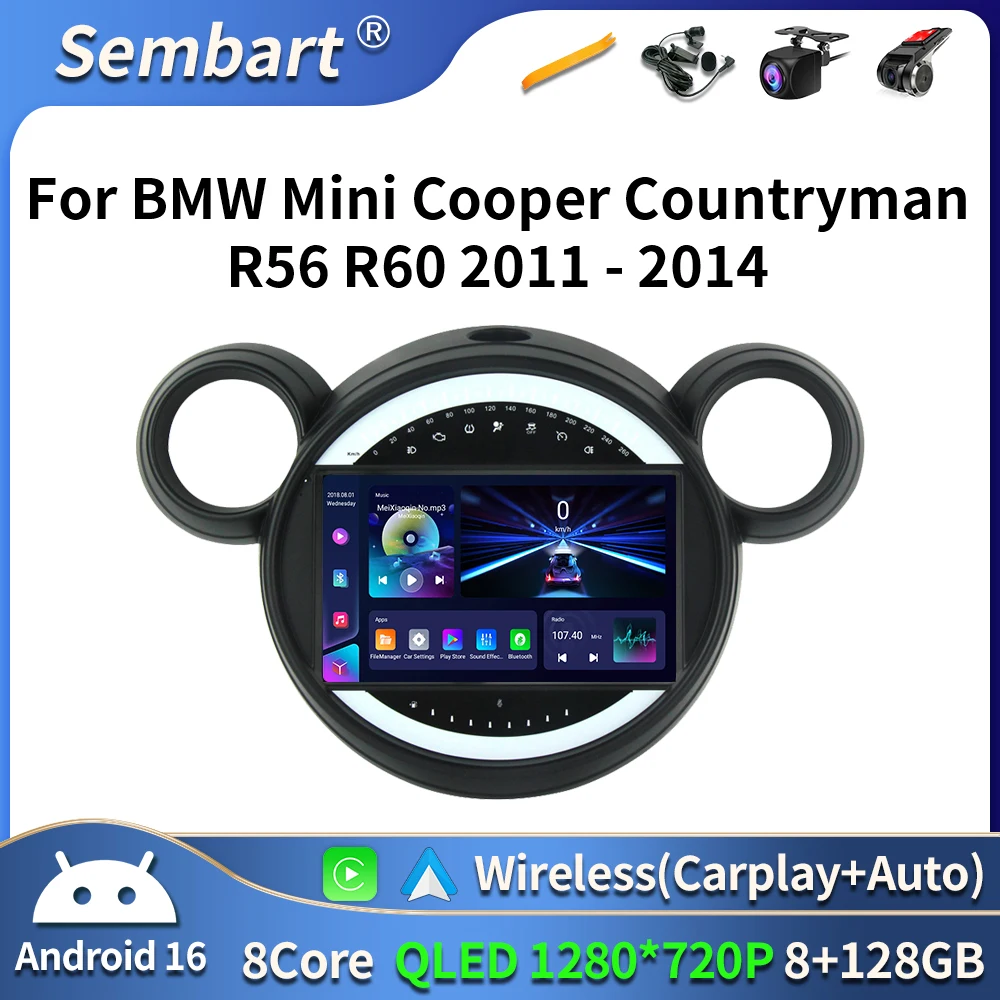 

Car Radio Android 16 For BMW Mini Cooper R56 R60 R51 2006 - 2015 GPS Carplay Navigation Stereo Auto DSP BT DVD Multimedia Player
