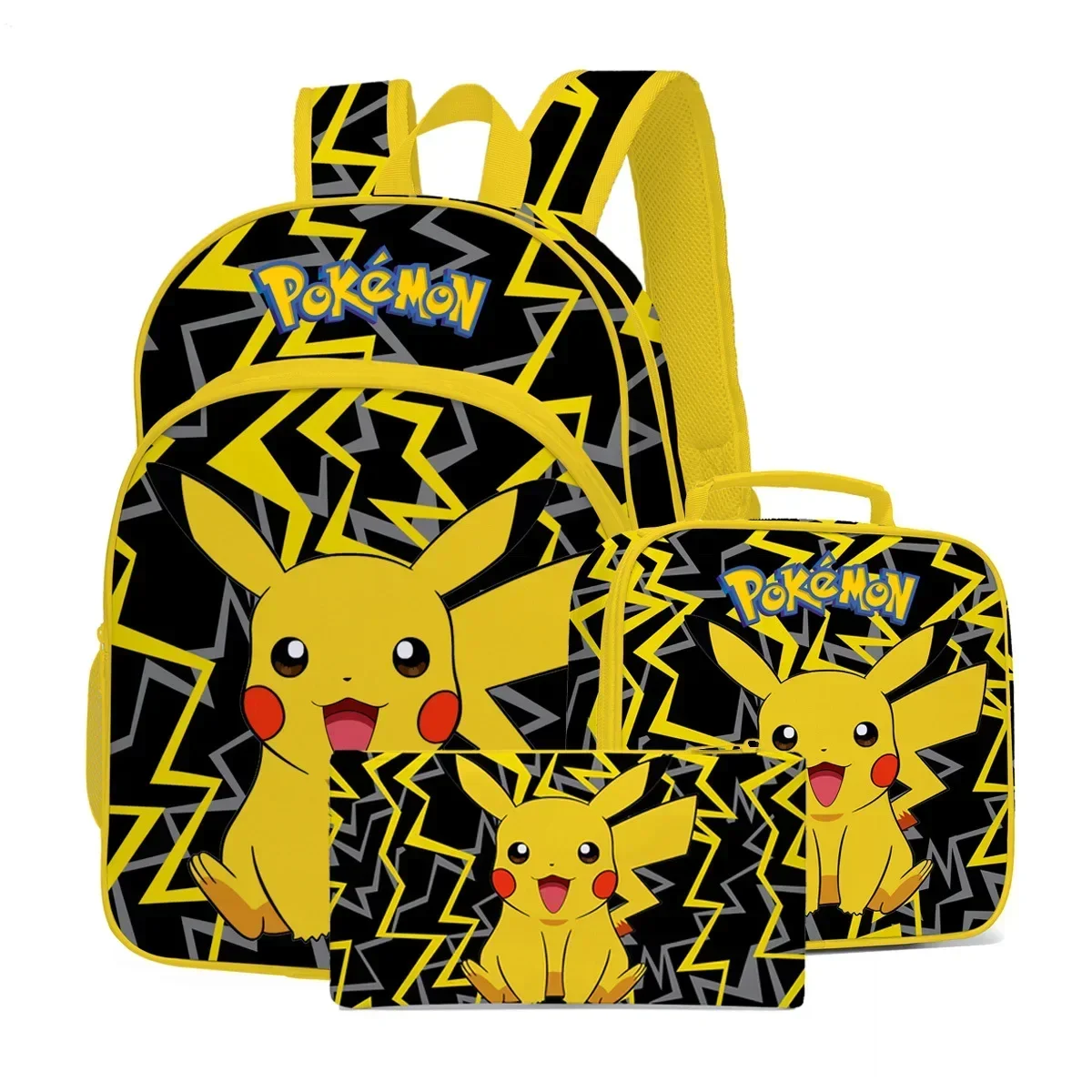 Pikachu Pokemon estudiante Pikachu Mochila con estampado completo hombro pequeño estudiantes de secundaria Anime kawaii Mochila de dibujos animados