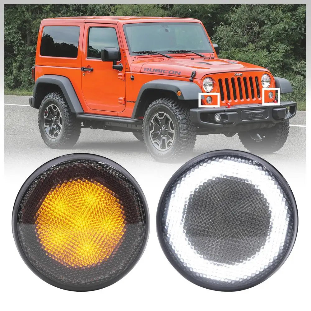 

Светодиодный передний янтарный боковой габаритный фонарь с переключателем, белый указатель поворота для Jeep JK Wrangler 2007 2008-2017, указатель поворота, мигалка