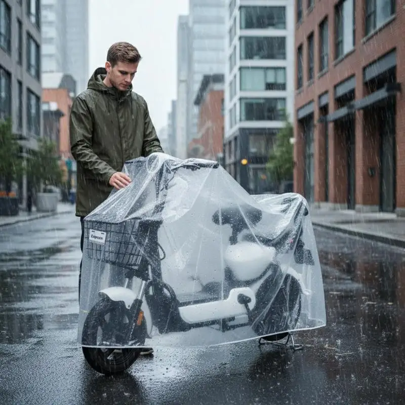 Waterproof Bicycle Scooter Rain Dust Cover Motorcycle Cover Thickened Transparent Protective Cover All Seasons Outdoor