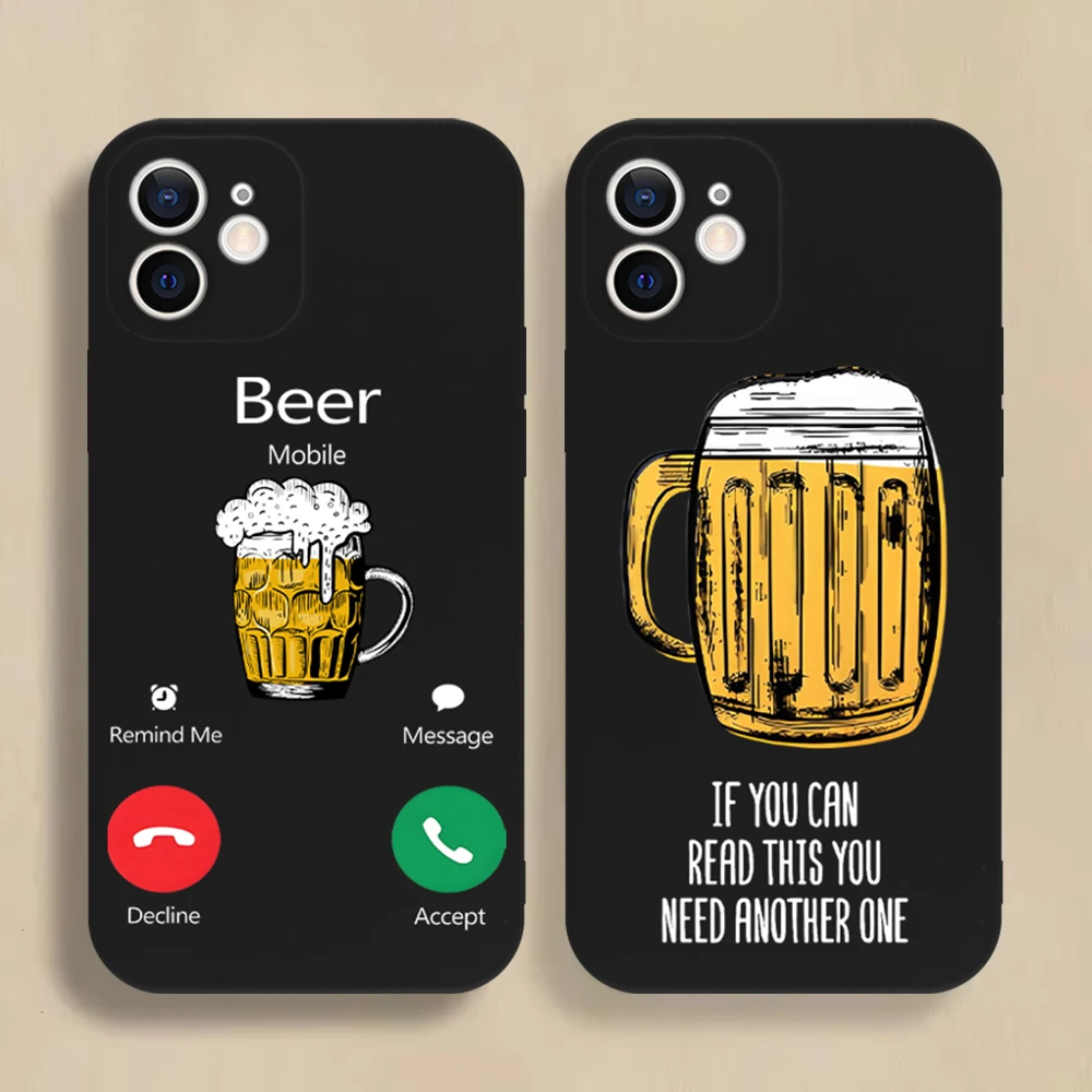 

Funny Beer Call Phone Case For iPhone 16 15 14 13 12 11 Pro Max Mini X XS SE4 7 8 Plus 16E Shockproof Silicone Soft Cover Shell