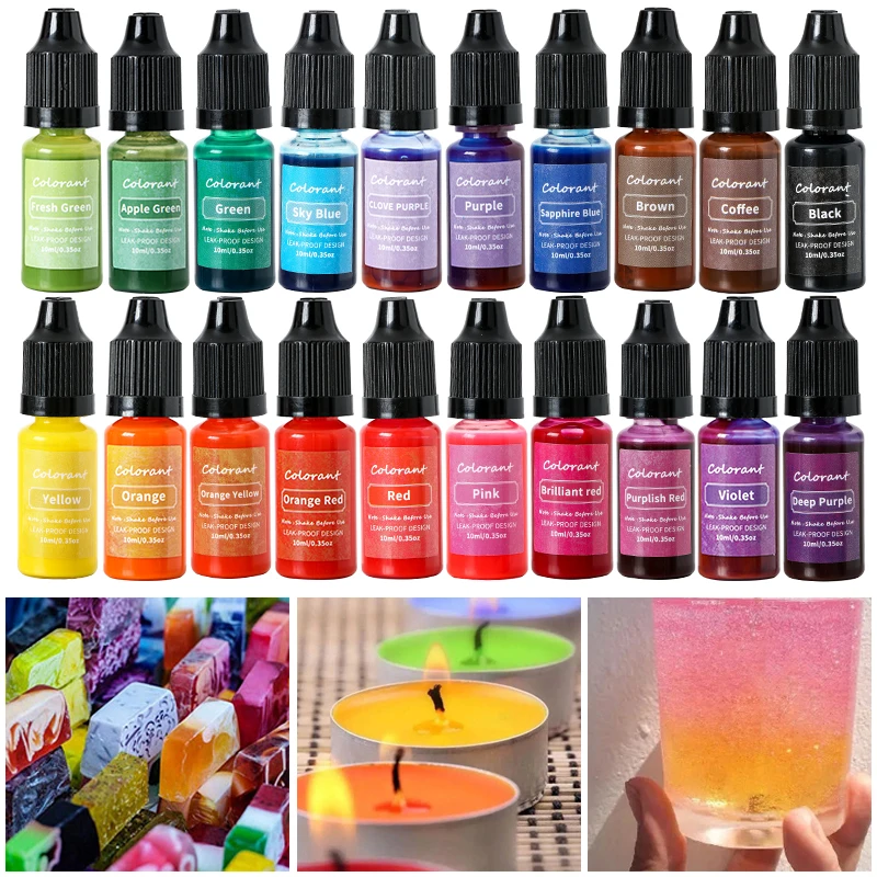 20 Colors 10ml Concentrated Liquid Candle Dye Aromatherapy Candle Essence Soy Wax Pigments For UV Resin Resin Pigment DIY