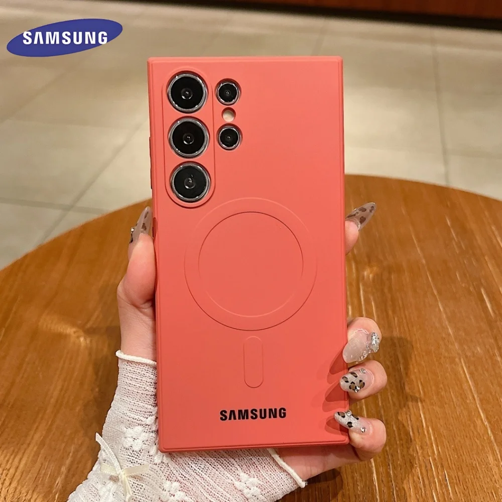 

Luxury Liquid Silicone For Magsafe Magnetic Case Samsung Galaxy S25 S24 S23 S22 S21 Ultra Plus S23 FE Soft TPU Shockproof Cover