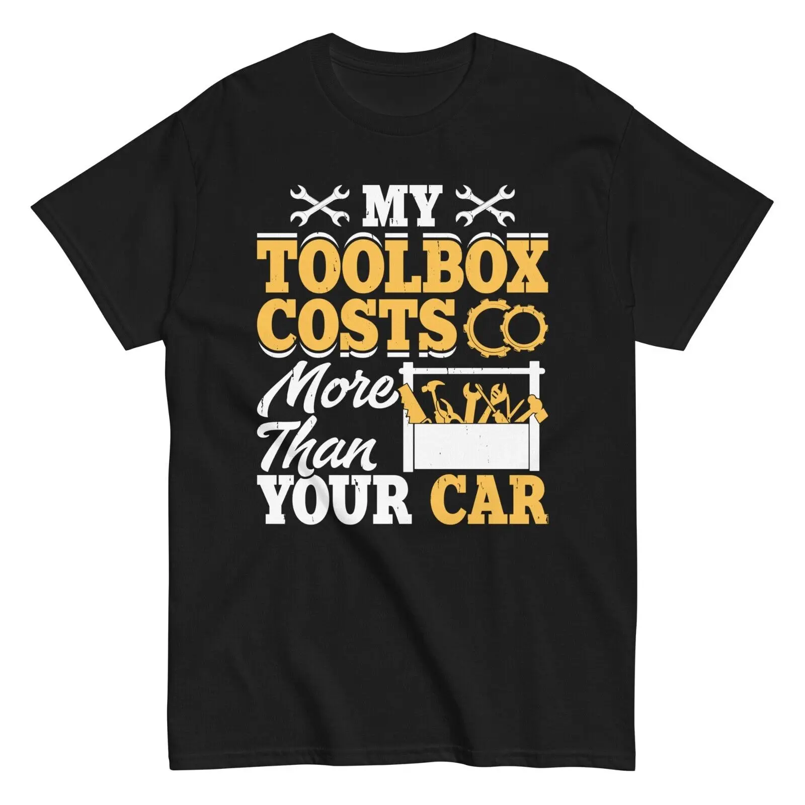 Mechanic Car Guy Cotton T-Shirt My Toolbox Costs More Thank Your Car Funny Tee