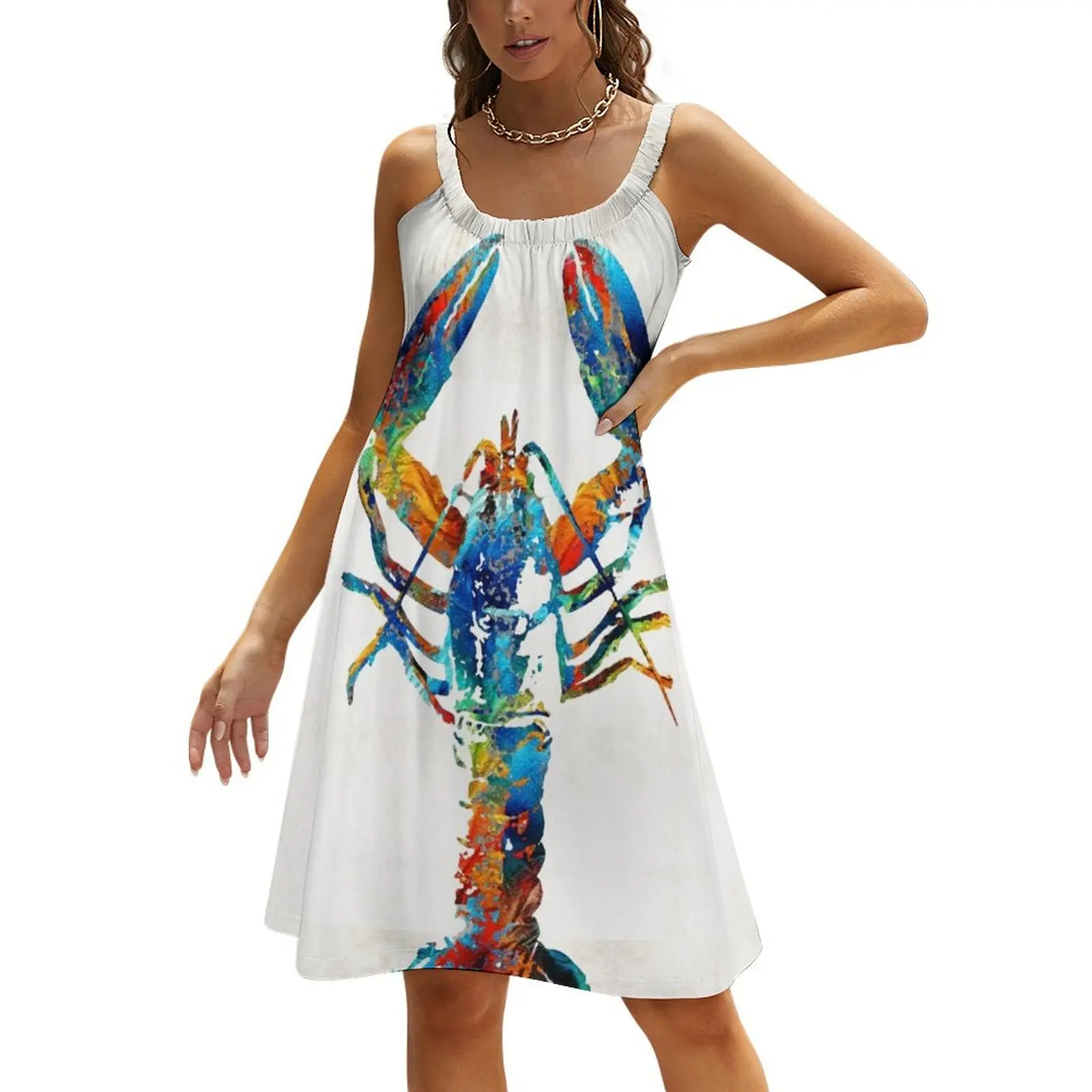 

Colorful Lobster Art by Sharon Cummings Beach Sling Skirt dresses for woman Women's summer suit