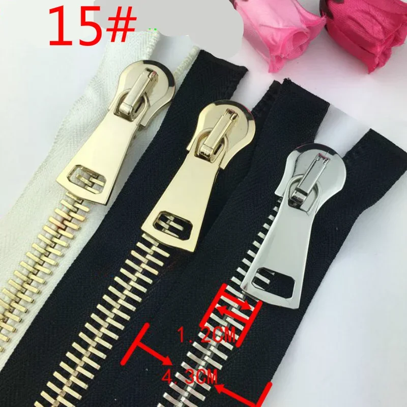 15# 60 To 100cm Oversize Luxury Metal Zipper Black White for Jacket Formal Dress Coat Clothing Decoration Sewing Accessories