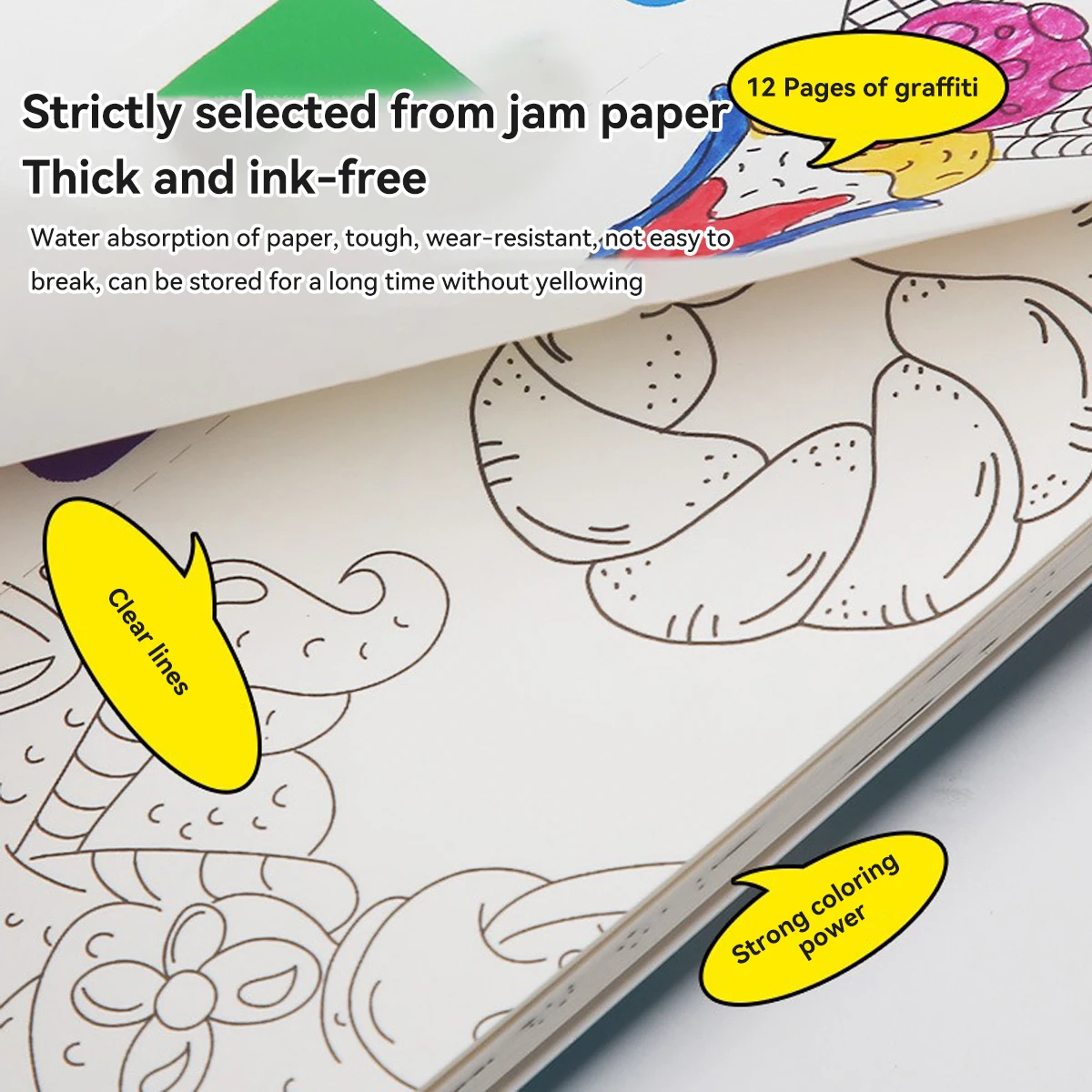 12Pages Coloring Book Portable Watercolor Painting Book Graffiti Picture Book Painting Drawing Toys For Children Gift Stationery