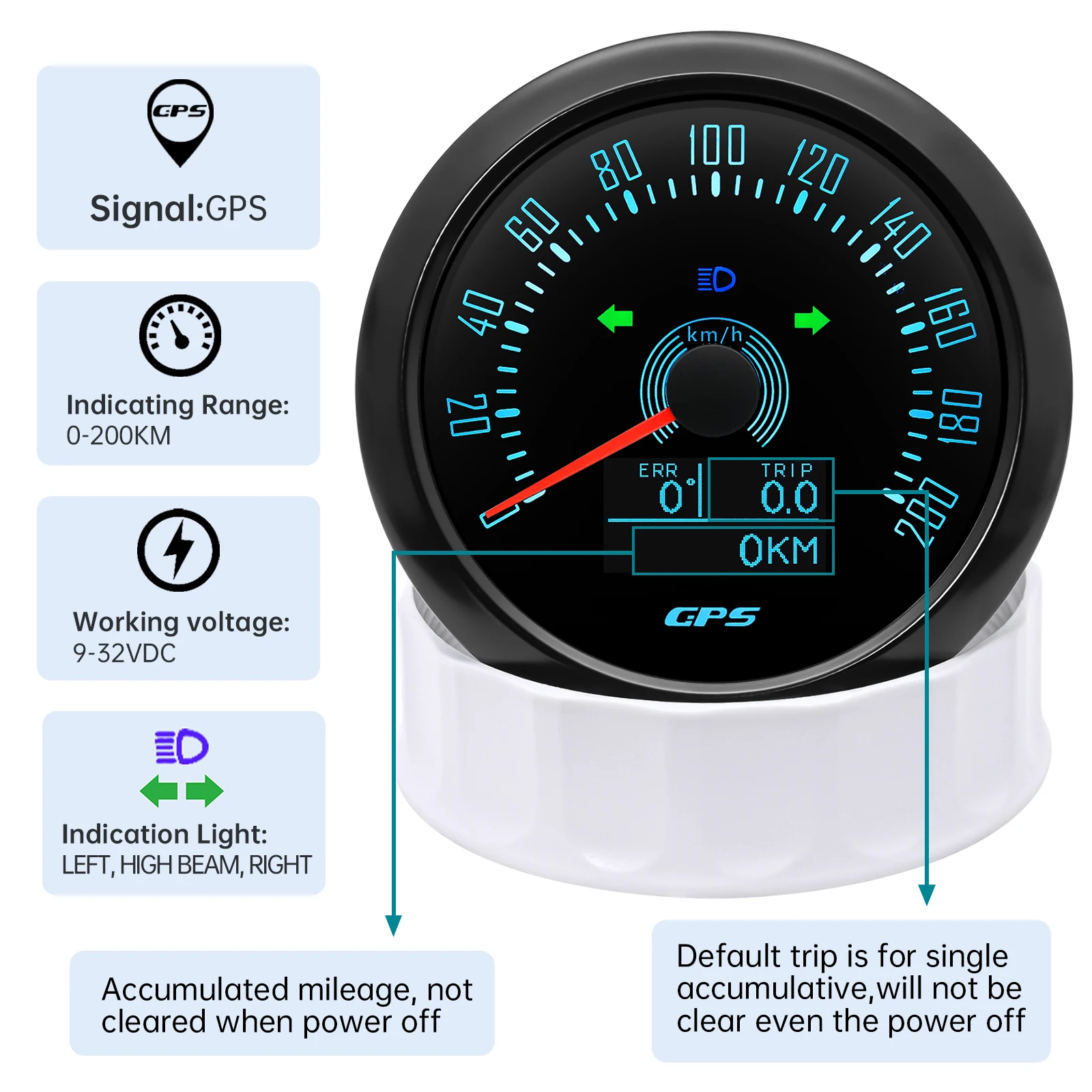 Su geçirmez 85MM GPS kilometre motosiklet için GPS anten 7 renk arka ışık ile tekne araba kamyon hız göstergesi metre 12V24V