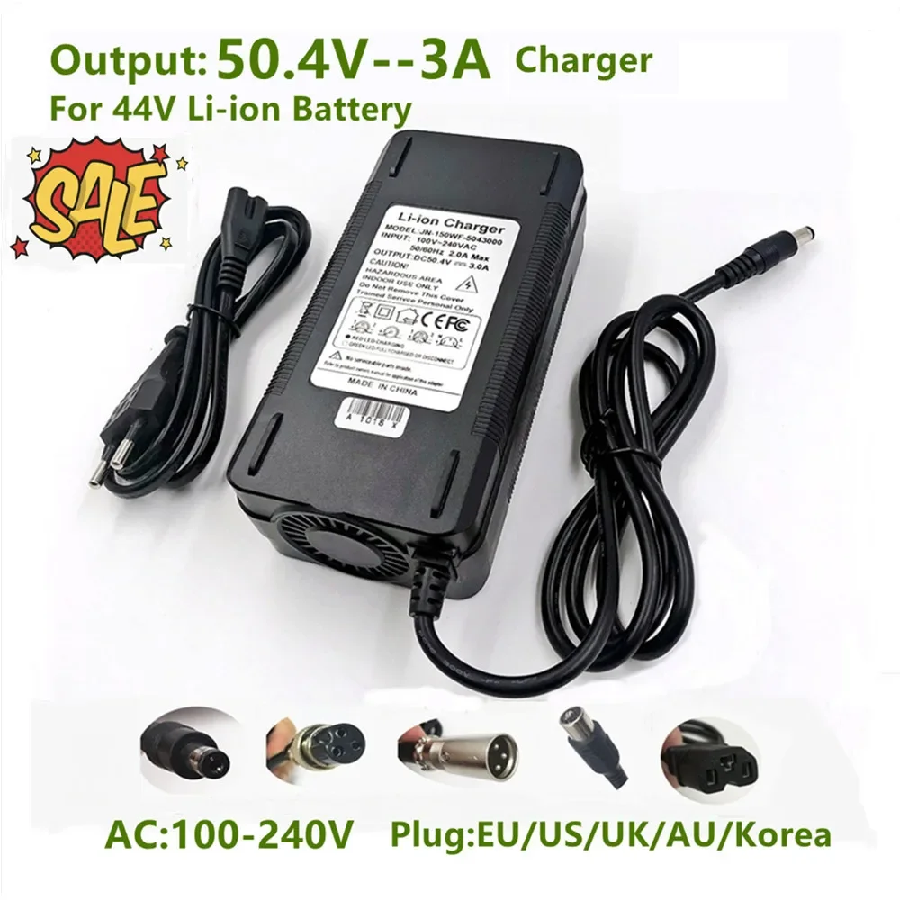 50.4V 3A Lithium Battery  Charger For 12S 44.4V Li-ion battery pack Charger high quality Plug EU/US/UK/AU