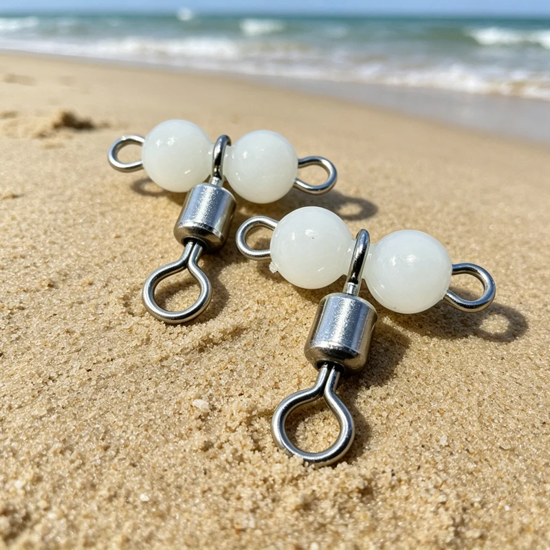 30/60Pcs Luminous Bead 3 Way Fishing Swivel T-Shape Cross Line Connector for Saltwater Tackle