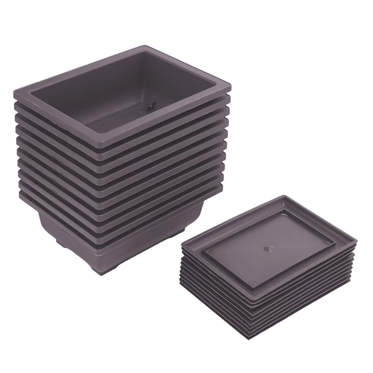 10 Packs Bonsai Training Pots with Tray Plastic Bonsai Plants Growing Pot for Garden Yard Living Room Balcony 16.5X12cm