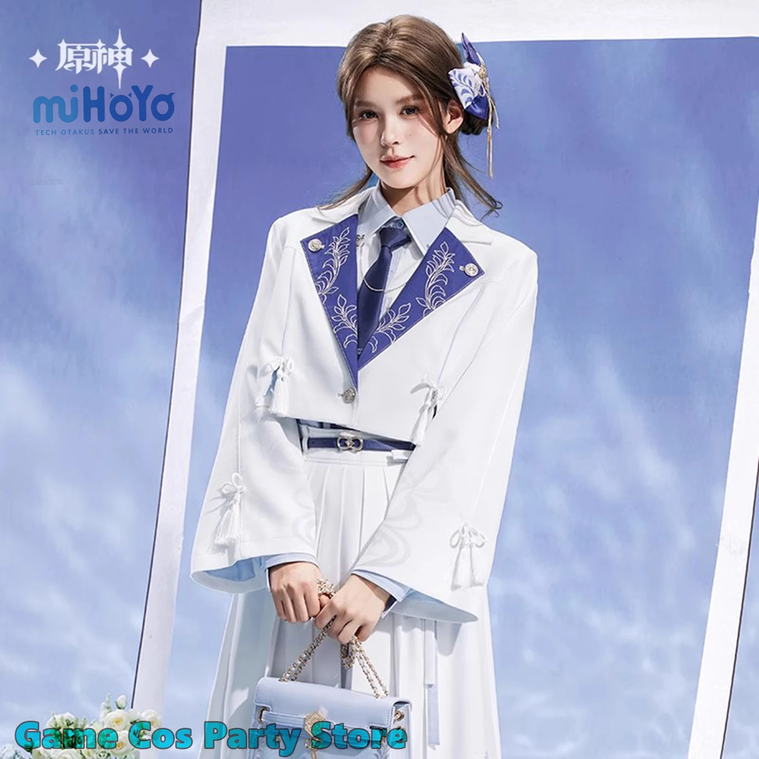 

[Genuine] Kamisato Ayato Theme Impression Wide Sleeve Lapel Jacket Game Genshin Impact Cosplay Costumes Adult Coat Xmas Gifts