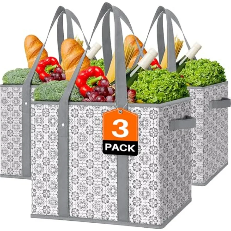 

Reusable Grocery Bags [3 Pack], Large Grocery Tote Bag Water Resistant Shopping Bags Foldable Grocery Bag for Clothes, Shoes an