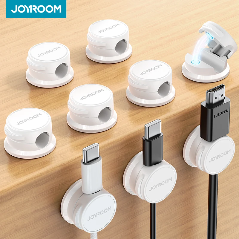 Joyroom 9 Pcs Cable Management Cord Organizer Magnetic Cable Clips Adhesive Wire Holder Keeper Under Desk Cord Hider JR-ZS468