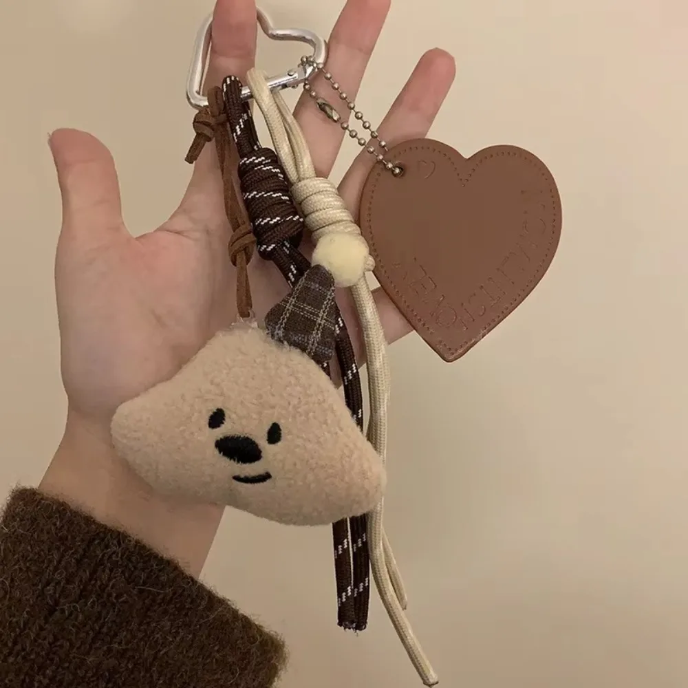 1Pcs Durable Plaid Bear Plush Keychain Braided Rope Keyring Creative Bag Charm Cute Lovely Plush Pendant