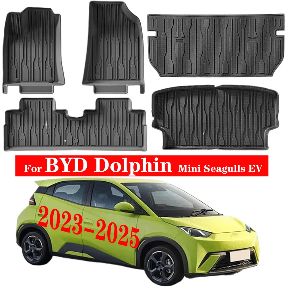 

Автомобильные коврики, совместимые с BYD Dolphin Mini Seagulls EV 2023-2025, водонепроницаемый нескользящий коврик для багажника, защитная подкладка на заднее сиденье с левым рулем