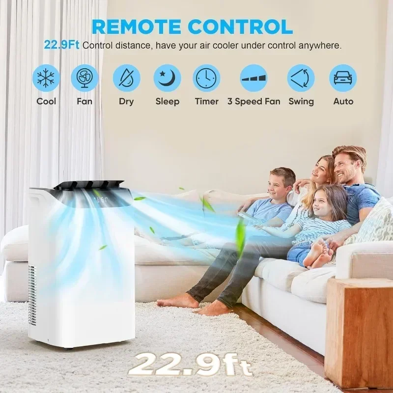 Condizionatore d'aria portatile ventola di raffreddamento silenziosa e funzione di deumidificazione Timer modalità di sospensione, telecomando