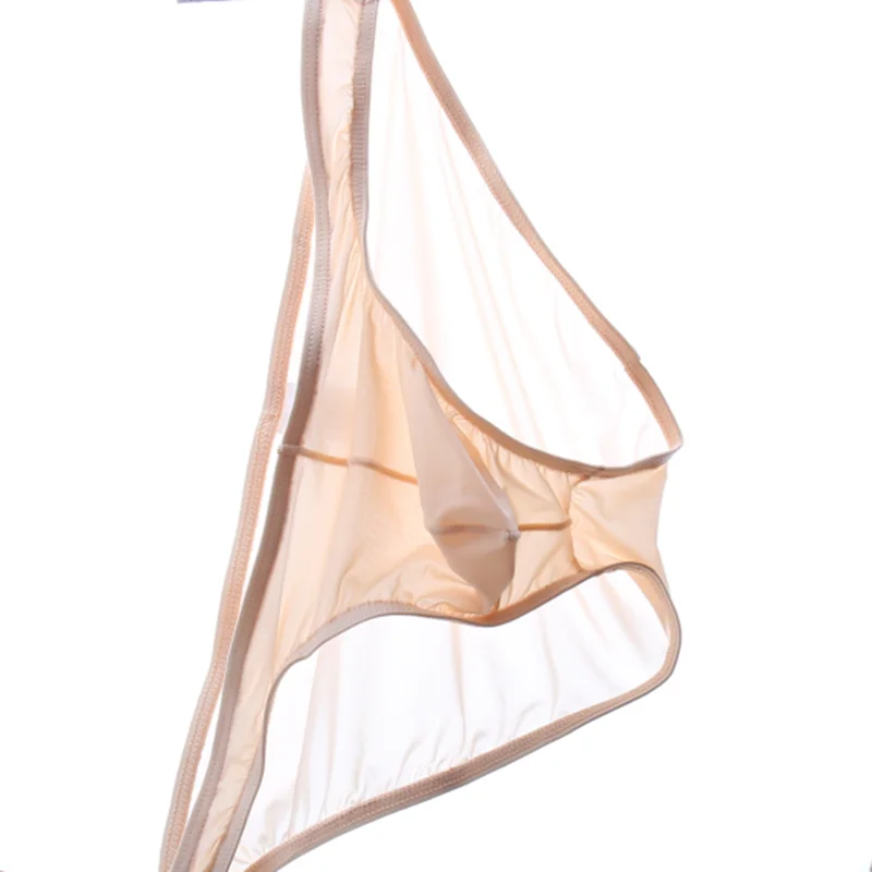 Men Sexy Briefs See Through Low Waist Underwear Convex Pouch Underpants ice silk Breathable Ultra-Thin Transparent Lingerie