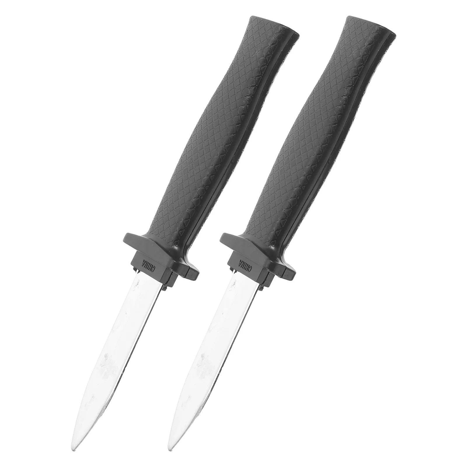 

2 pcs Plastic Fake Retrollable Knife Halloween Party Trick Disappearing Prank Shock Funny Gift Black