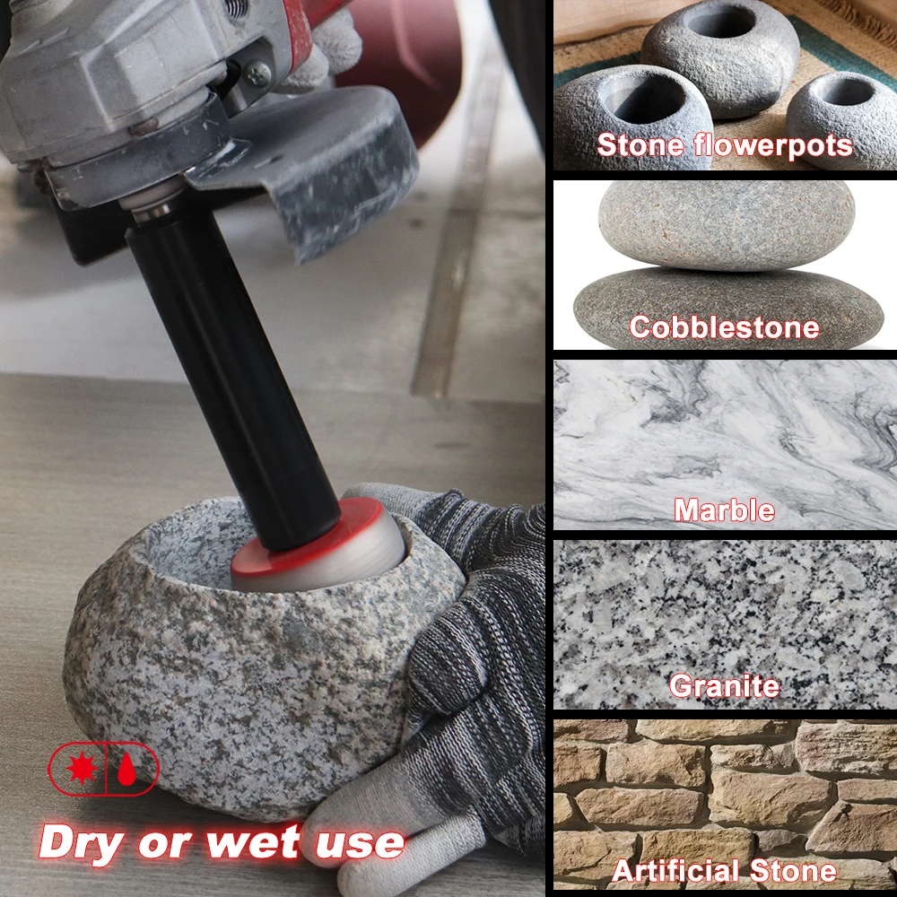 DT-DIATOOL Diamond round Grinding Head 1pc Dia 30/50mm Internal Arc Marble Stone Engraving Tool with Extension Rod for Grinding
