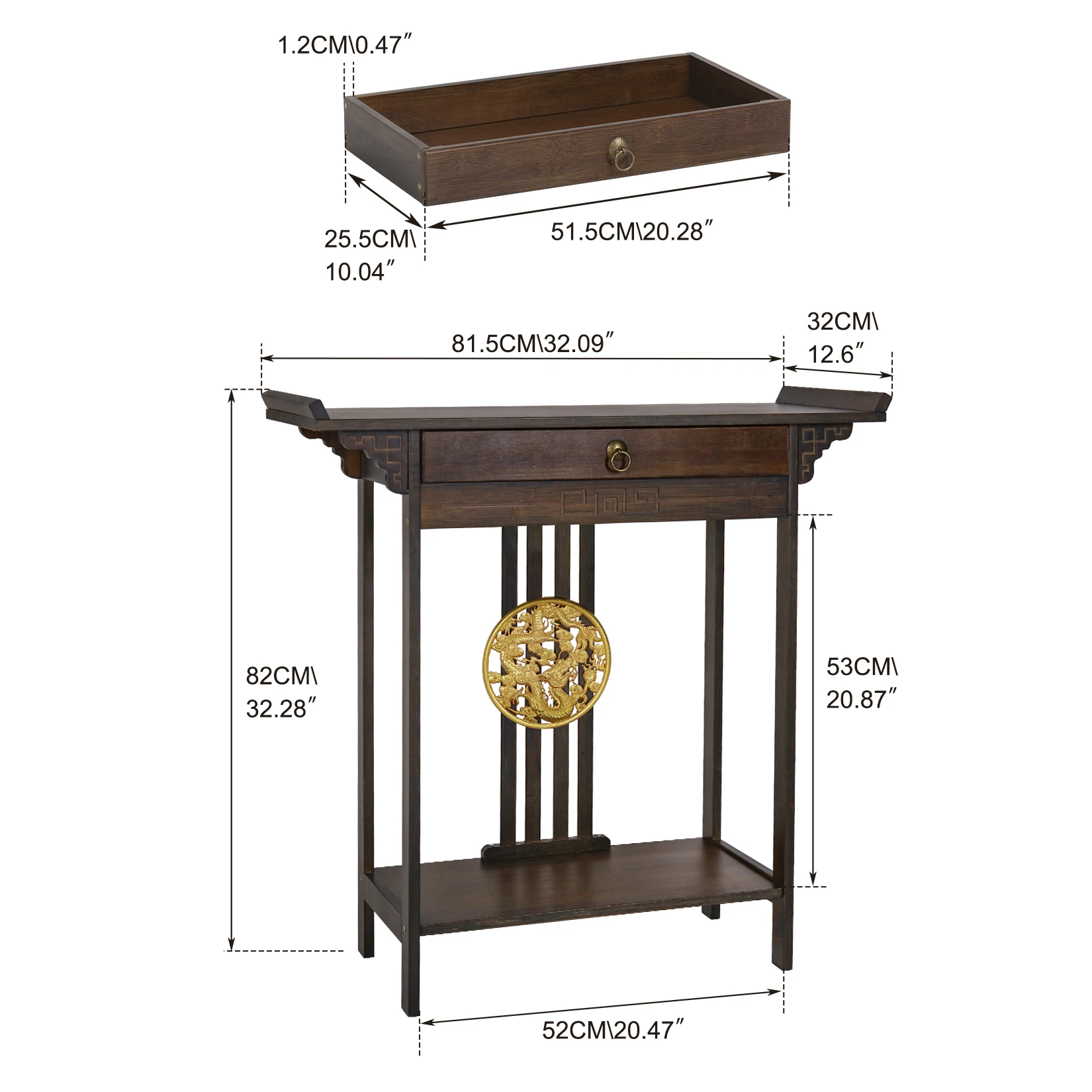 Skinny Hallway Table, Chinese Entryway Furniture,Rustic Brown Console Table with Drawer and Shelf, Sofa Side Table