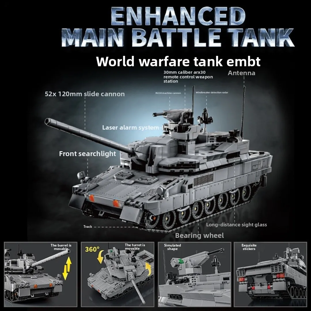 2252PCS EMBT-stijl 4e generatie gevechtstank bouwstenen, 16,4 inch militaire modelkit, DIY collectible decoratie speelgoed