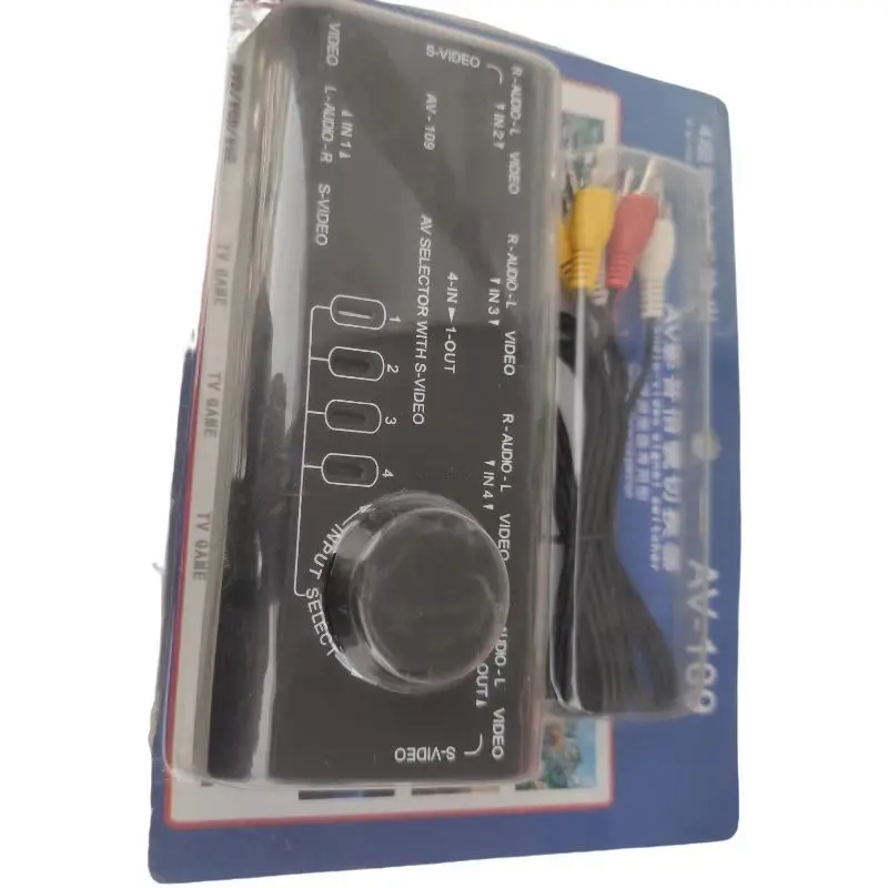 

4 in 1 Out AV RCA Switch Box 4 Way Selector with RCA Cable AV Audio Video Signal Switcher Splitter For Television DVD VCD TV