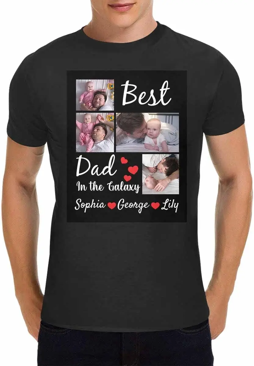 Custom T Shirts with Photo Personalized Printed Tee Shirts for Men with Face Picture Design Your Own Logo Front and Back