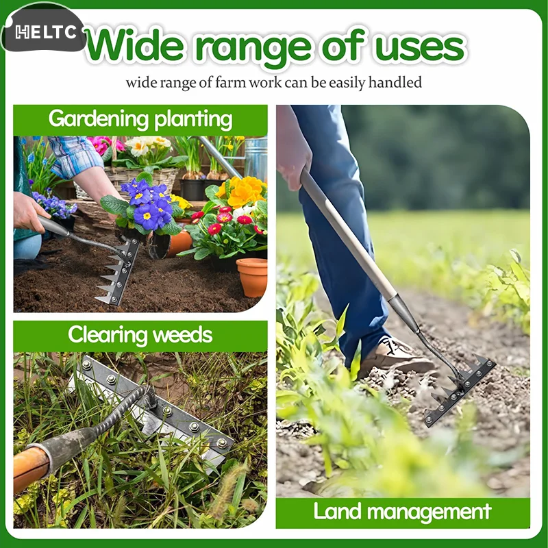 Râteau de désherbage en fer 2.0, râteau en fer pour le jardinage et les mauvaises herbes, outils d'extraction de mauvaises herbes à main robustes 1 pièces