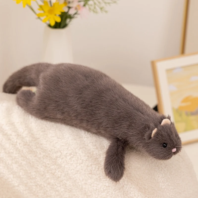 محاكاة جميلة الكذب البني الأبيض سنو النمس ألعاب من القطيفة Kawaii الحيوان بلوشي وسادة محشوة وسادة أريكة لينة الهدايا الإبداعية