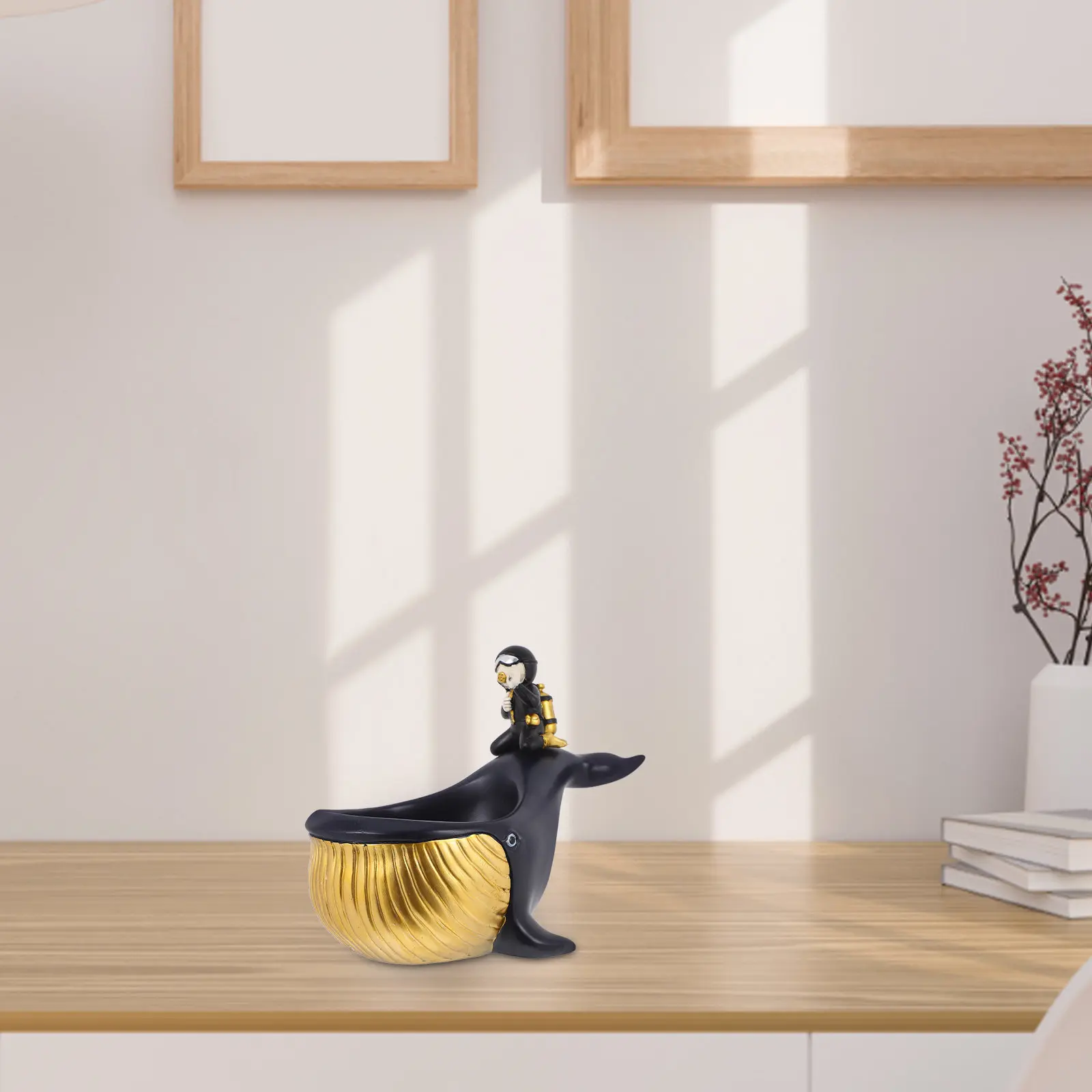 Decoration Home Resin Craft Party Black Decorative Storage Boxes with Lids Tray