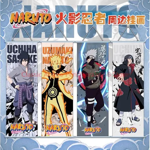 Dipinti appesi intorno a Naruto, quarta generazione Naruto Sasuke Uchiha Itachi Ban Kakashi Silk murale Wallpaper Poster