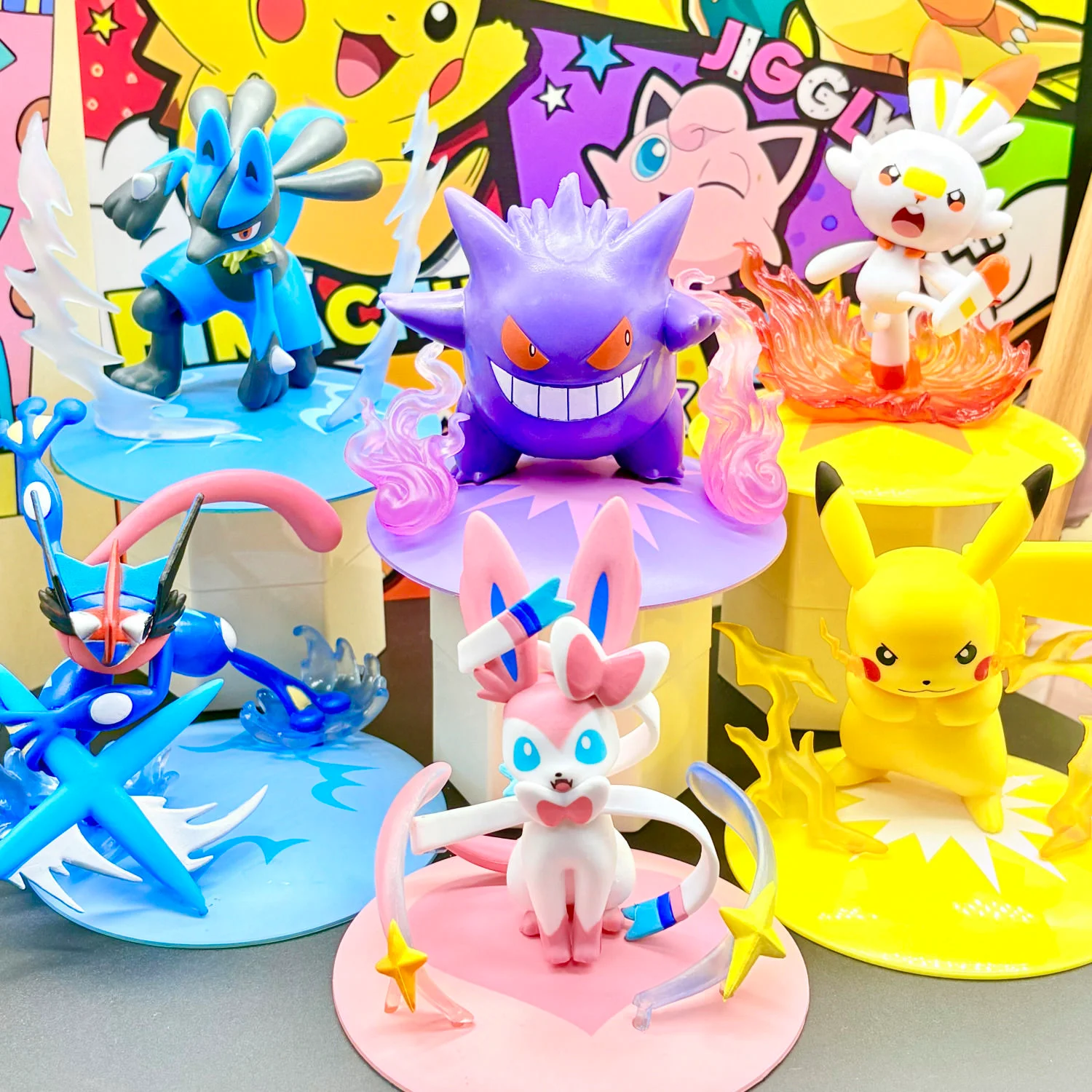 Figurine d'action Pokemon Gengar Pikachu Sylveon Scorbunny, Collection d'ornement, jouet périphérique, cadeau d'anniversaire pour enfants