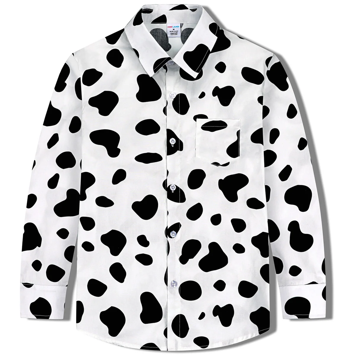 Boy Shirts Kids Dalmatian Print Shirt Halloween Carnival Children's Shirt Child Outerwear Blouses Jackets Long Sleeve Tops 5-12Y
