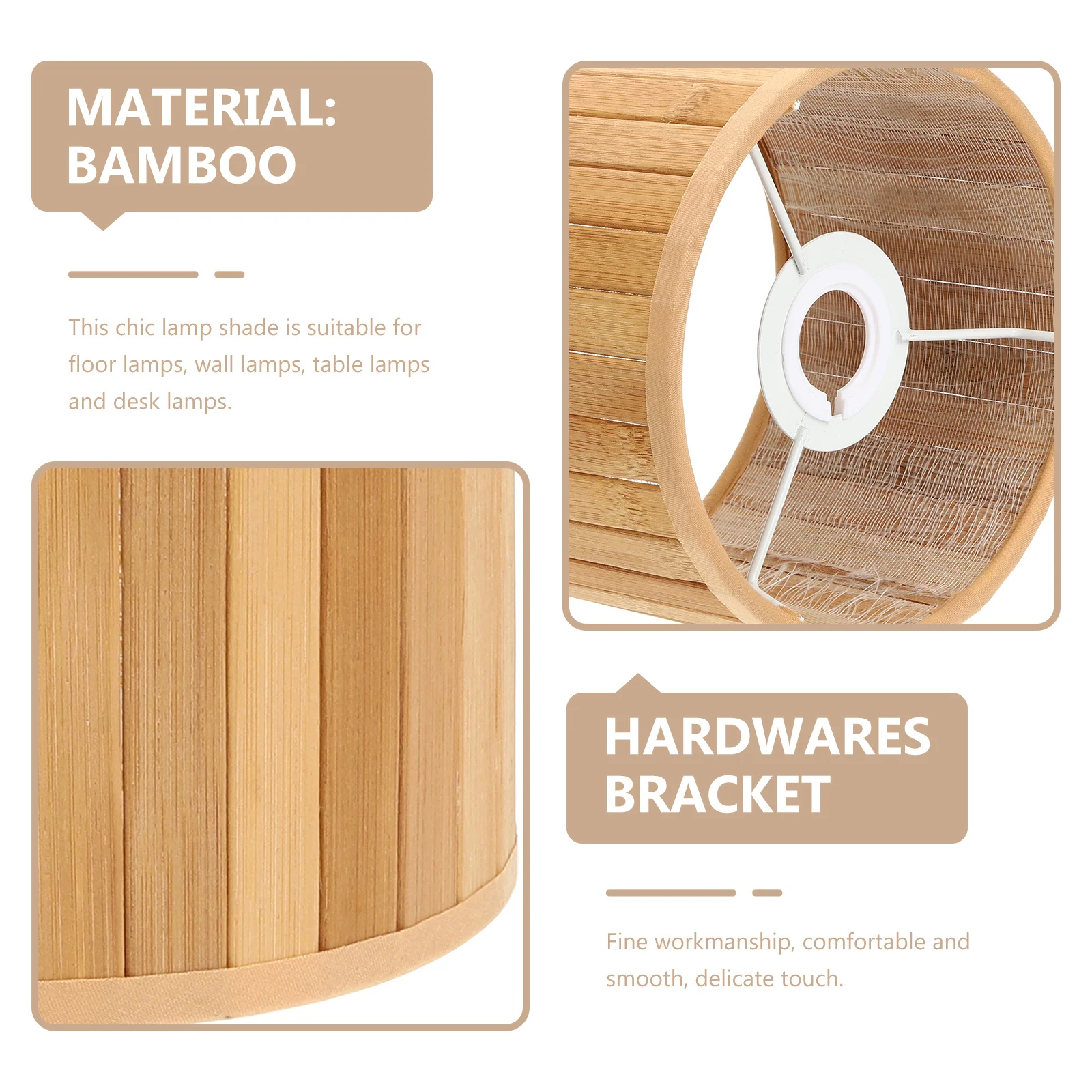 

Chic Bamboo Lampshade E27 E14 Base Wall Floor Table Lamps Retro Design Home Hotel Bedroom Study Small Lampshade