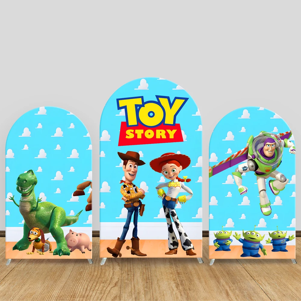 

TB Toy Story Arch Backdrop Woody Cartoon Kids Birthday Baby Shower Photography Background Party Decoration Elastic Fabric