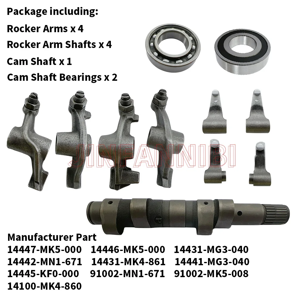 Cam Shaft Bearings Rocker Arm Shafts Kit Set For Honda XR600R 1985-2000 XR650L Tourist Trophy 500 XR600R NX650 88-89 XR650L