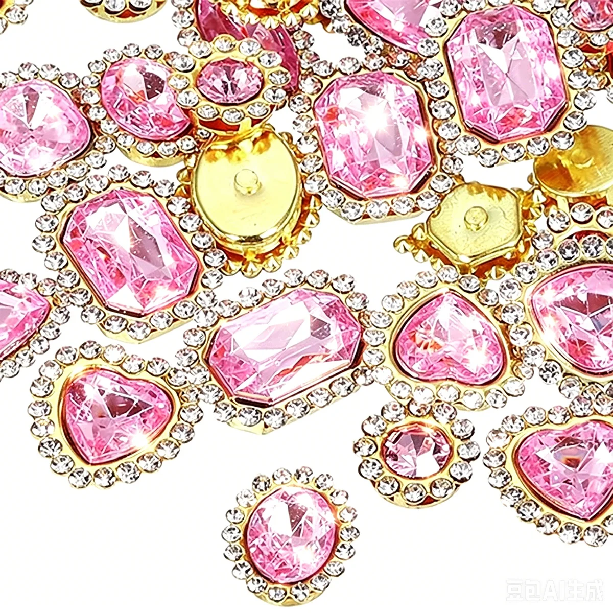 150 Stück vergoldete schwarze Kristall-Strass-Applikationen zum Aufnähen, glitzernde Legierungs-Dekorationsknöpfe für Kleidung und Accessoires – Detail 7