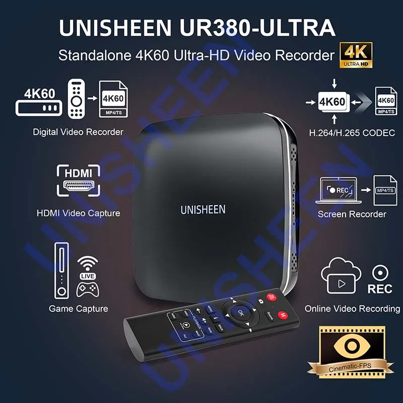 Unisheen UR380-Ultra 4k60 Streaming Support HDMI Smartphone DP USB Camera Recoding Video Recorder
