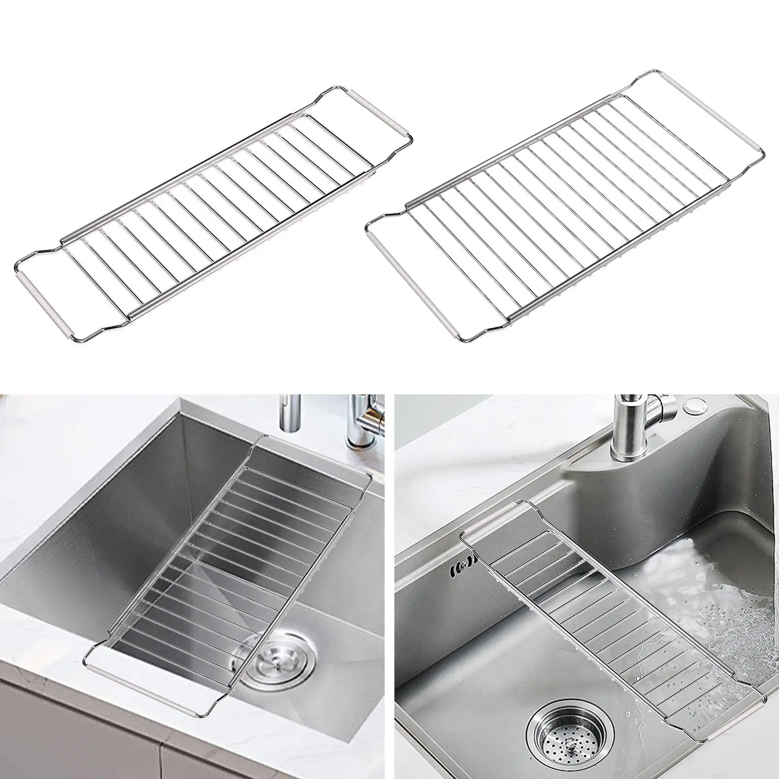 Sink Drying Rack Space Saving Quick Drainer for Cups Stainless Steel over Sink Cork Coaster for Counter Kitchen Bathroom