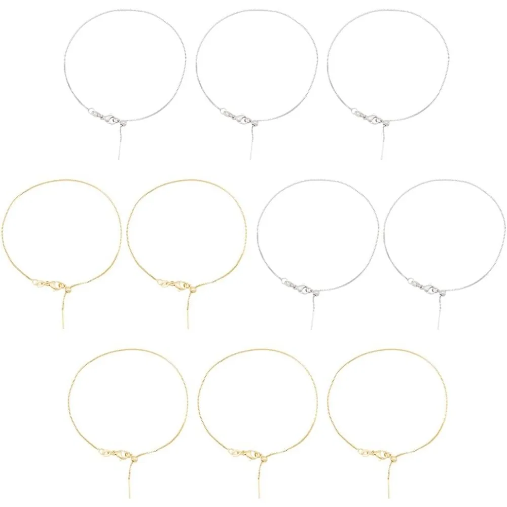 

10Pcs Real 14k Brass Adjustable Slider Chain 9.5 Inch Chains Slider Bracelet Slider Extender Chains for Women Jewelry