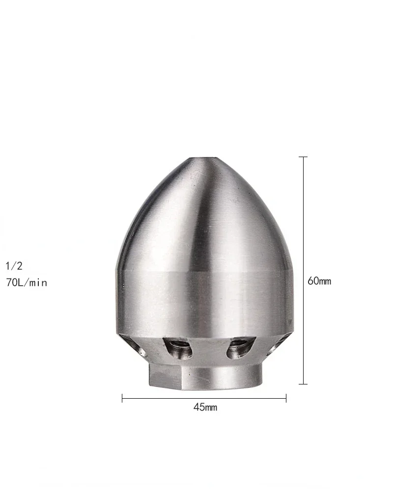 New Large Flow High Pressure Cleaning Machine Municipal Pipe Sewer Dredging Nozzle Rat Head 1/2 Stainless Steel Water Rat