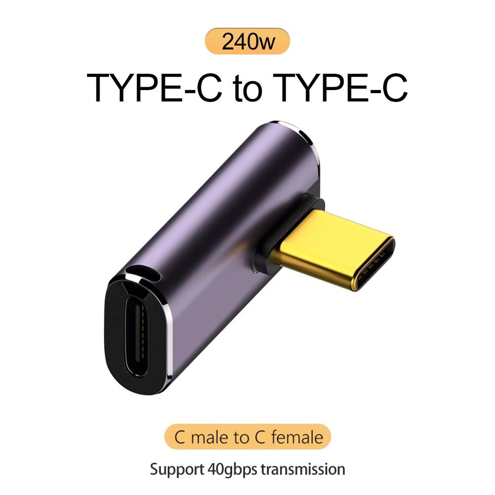 NNBILI 5A Typ-C OTG Adapter 240W Schnelllade-Datenkonverter USB4.0 40Gbps Unterstützung 8K 60Hz USB C 90/180 Grad Winkeladapter