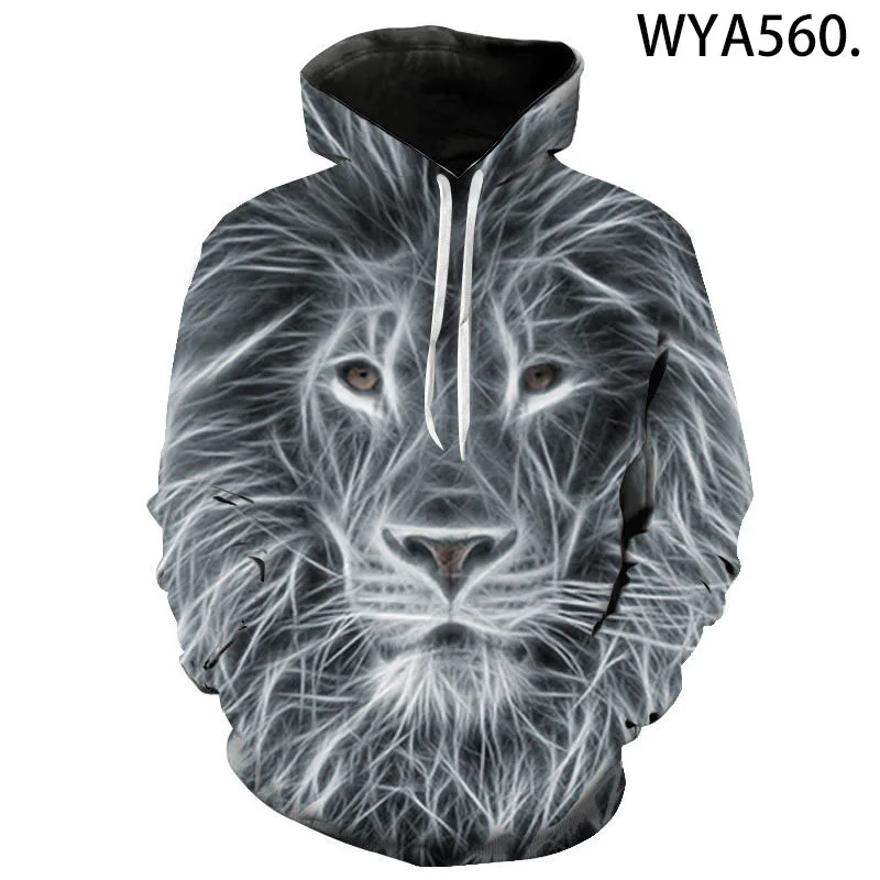 3D Lion Printed Hoodies para homens e mulheres, camisolas de animais engraçados, streetwear legal para crianças, menino e menina, novo, primavera e outono, 2022