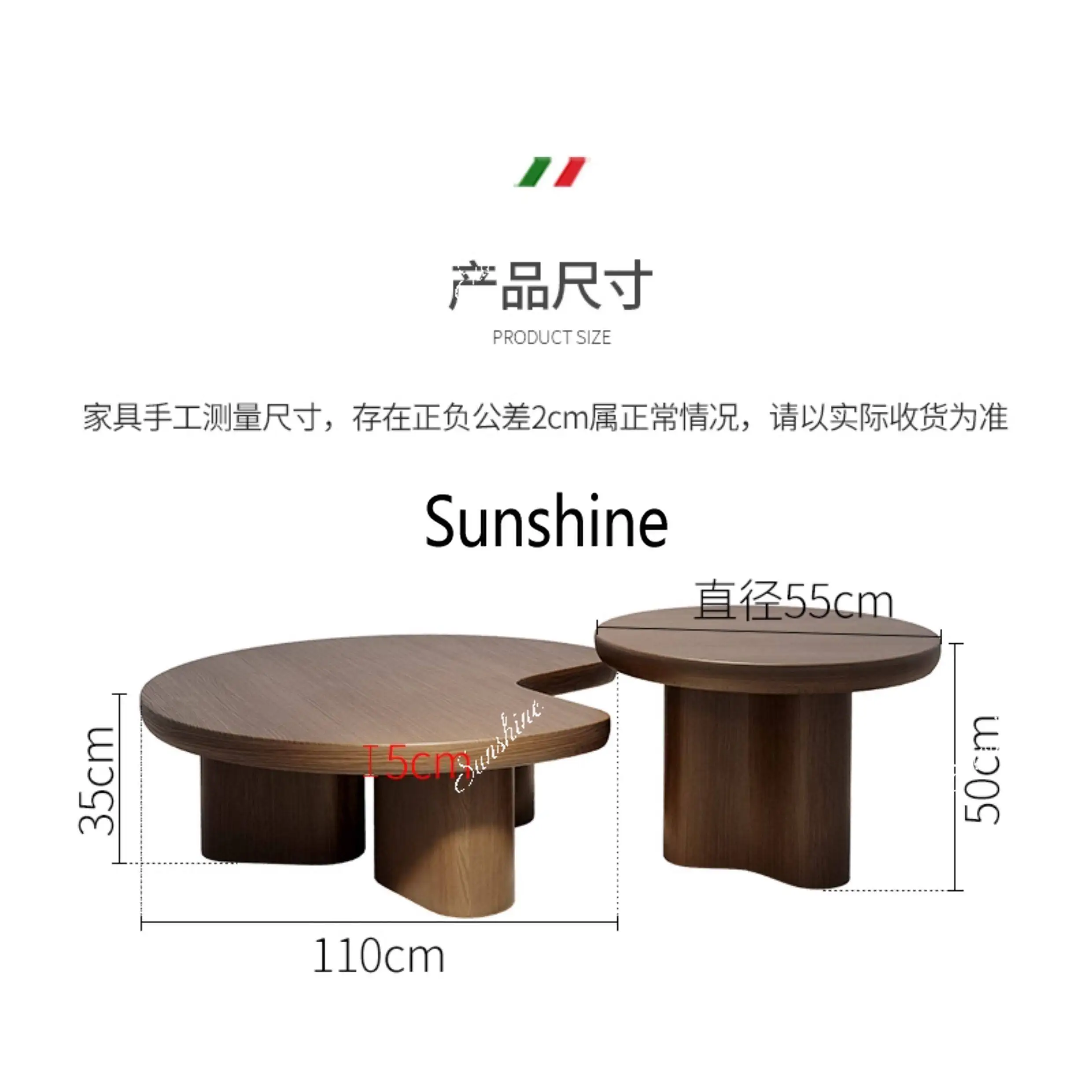 Wabi-sabi Wind and Moon semi-circular coffee table, luxurious living room tea table, simple side table